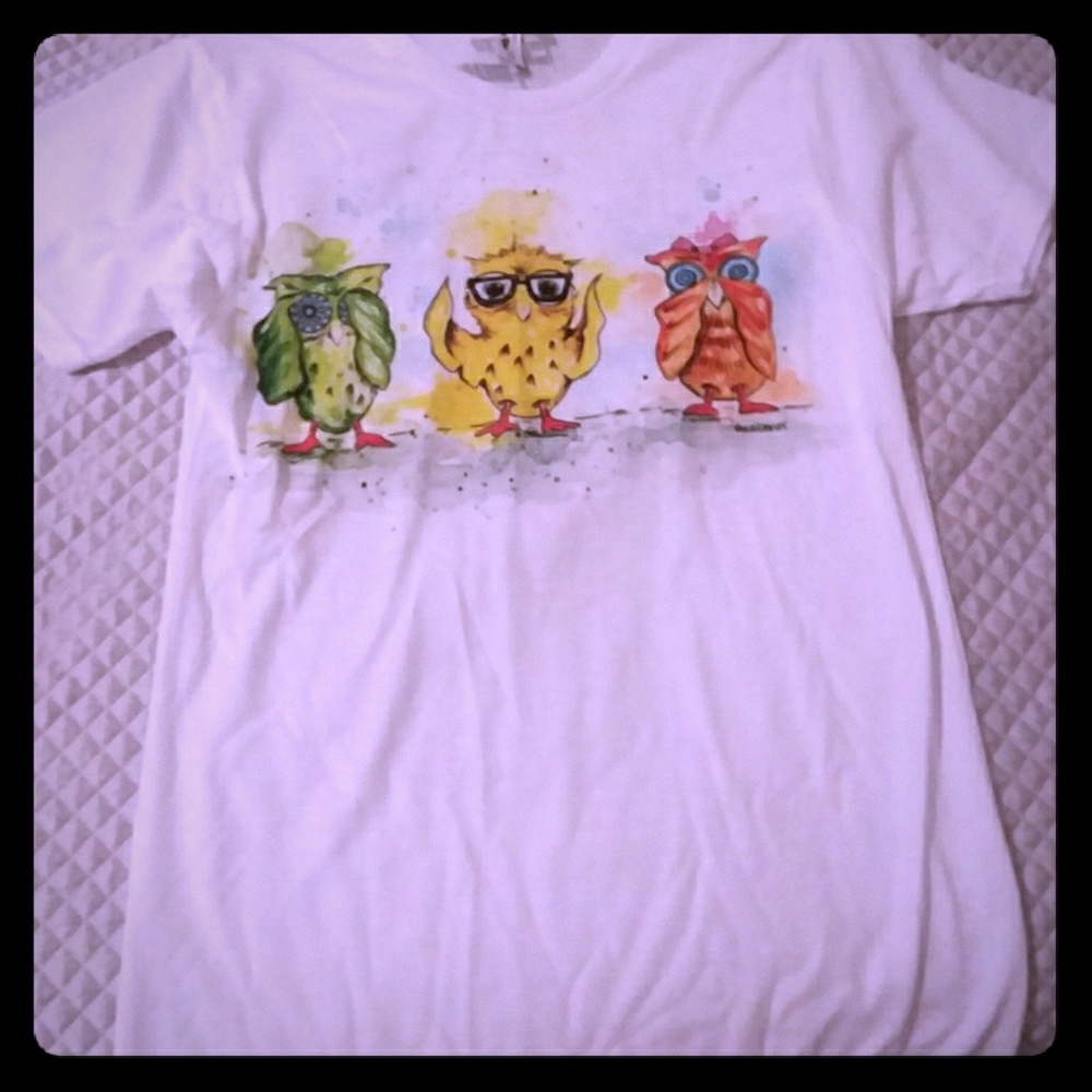 Brand New Three little owls white tee